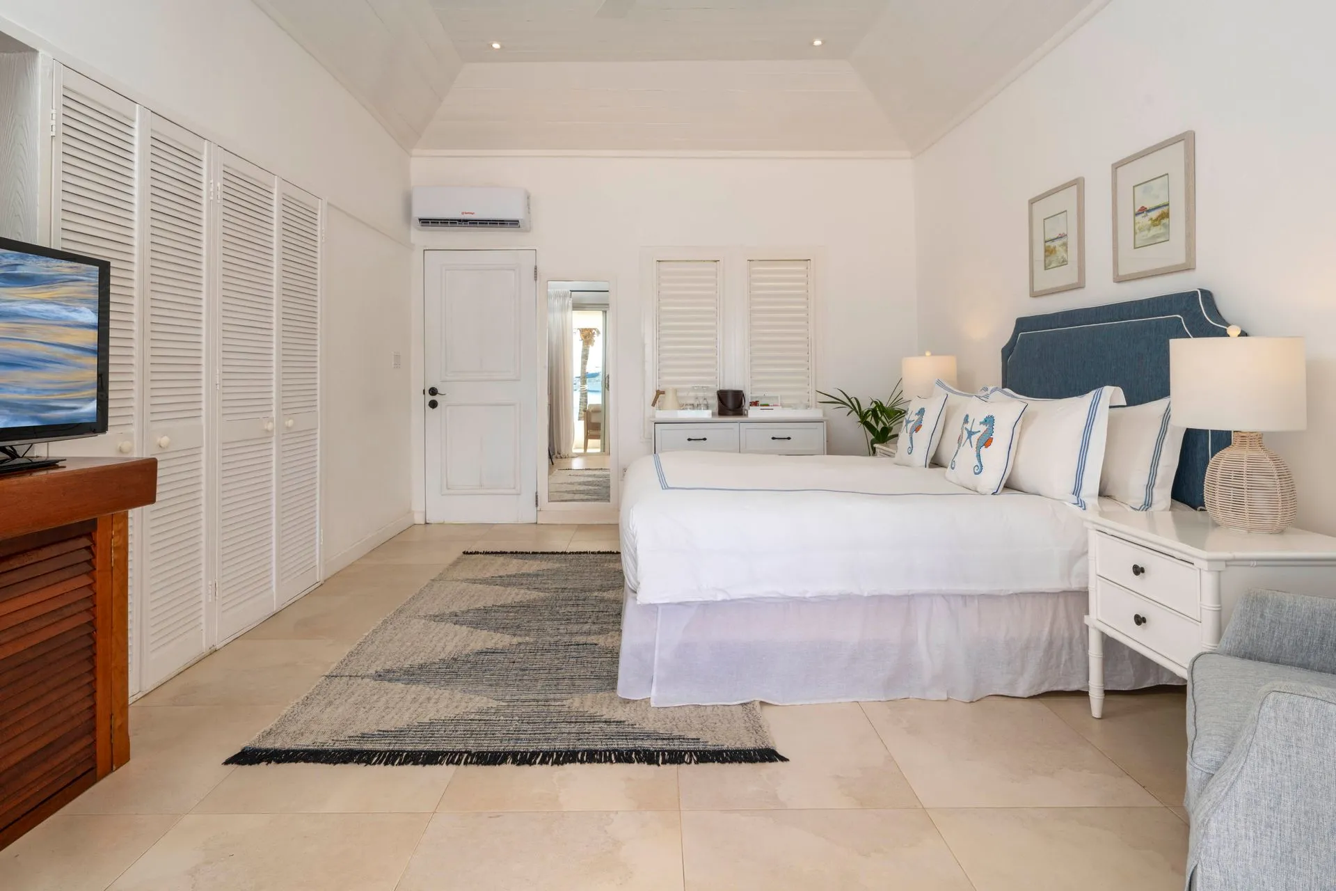 Beach Cabana living area with sea views at The Inn at English Harbour