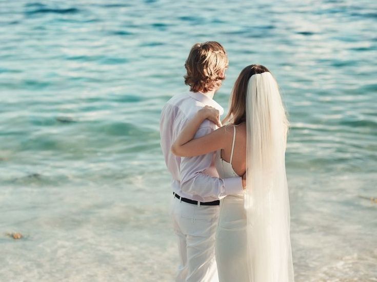 Wedding ceremony on the beach at The Inn at English Harbour, Antigua